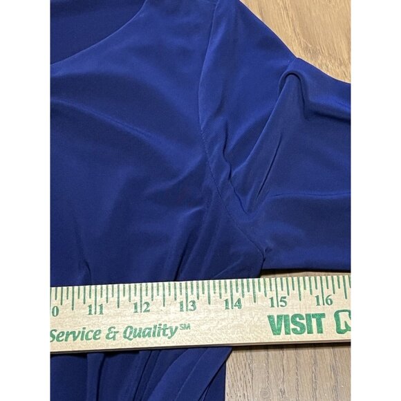 Lauren Ralph Lauren Long Sleeve Faux Wrap Round Neck Ruched Dress Size 6 Formal‎ - Picture 8 of 13
